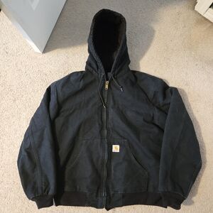 Carhartt Men's Duck Quilted Flannel Lined Jacket J140 Black Men's Medium Vintage